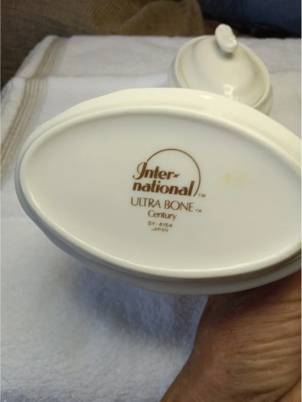 Vintage International China Ultra Bone White Swirl Sugar Bowl with Lid & Creamer